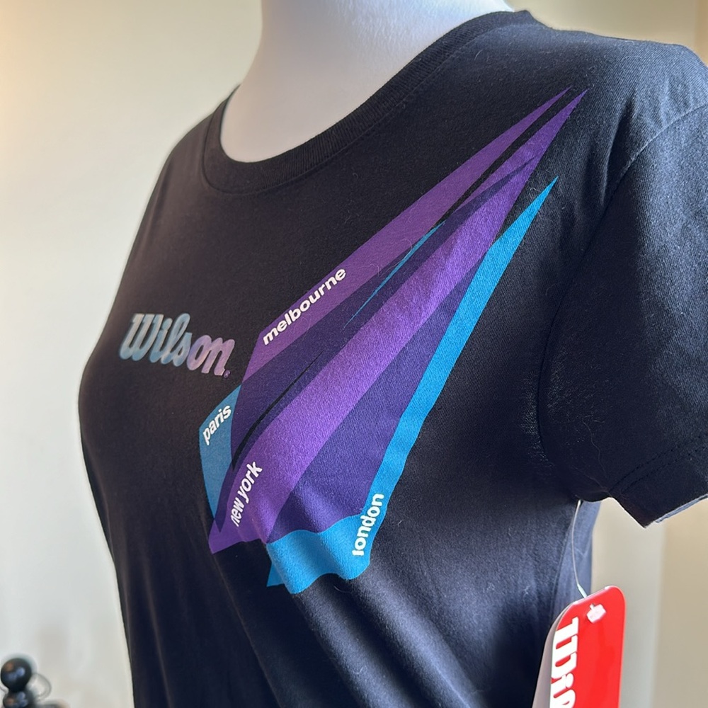 NWT M Wilson Black Tennis Grand Slam Stadiums 100% Cotton - 2010 - UV protection